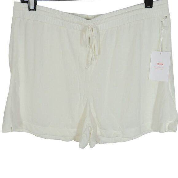 Andie High Waist Soft Lightweight Bamboo Blend Lounge Shorts Off White Sz Large - Picture 1 of 5